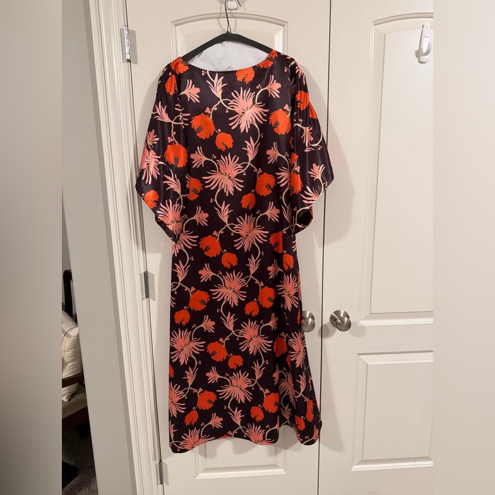 Frances Valentine Asymmetrical Dress in Red and Pink Floral
